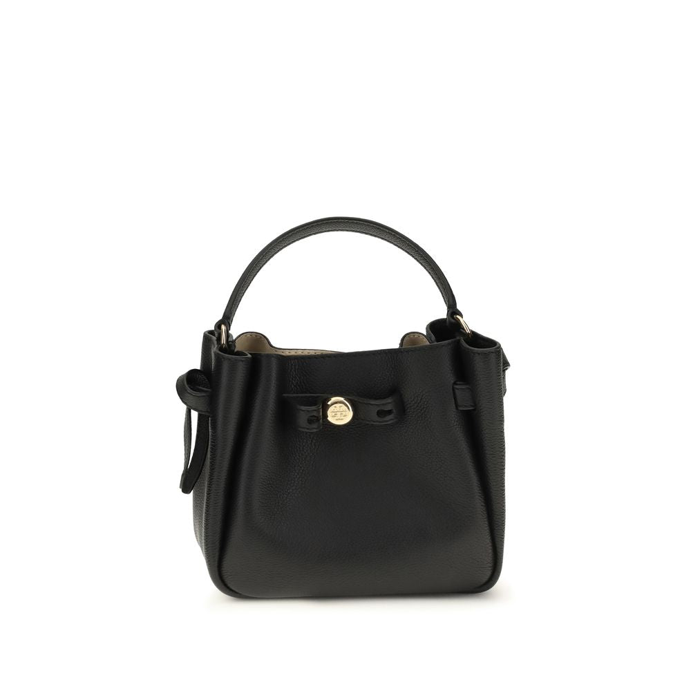 Tory Burch Black Calf Leather Mini Bucket Bag