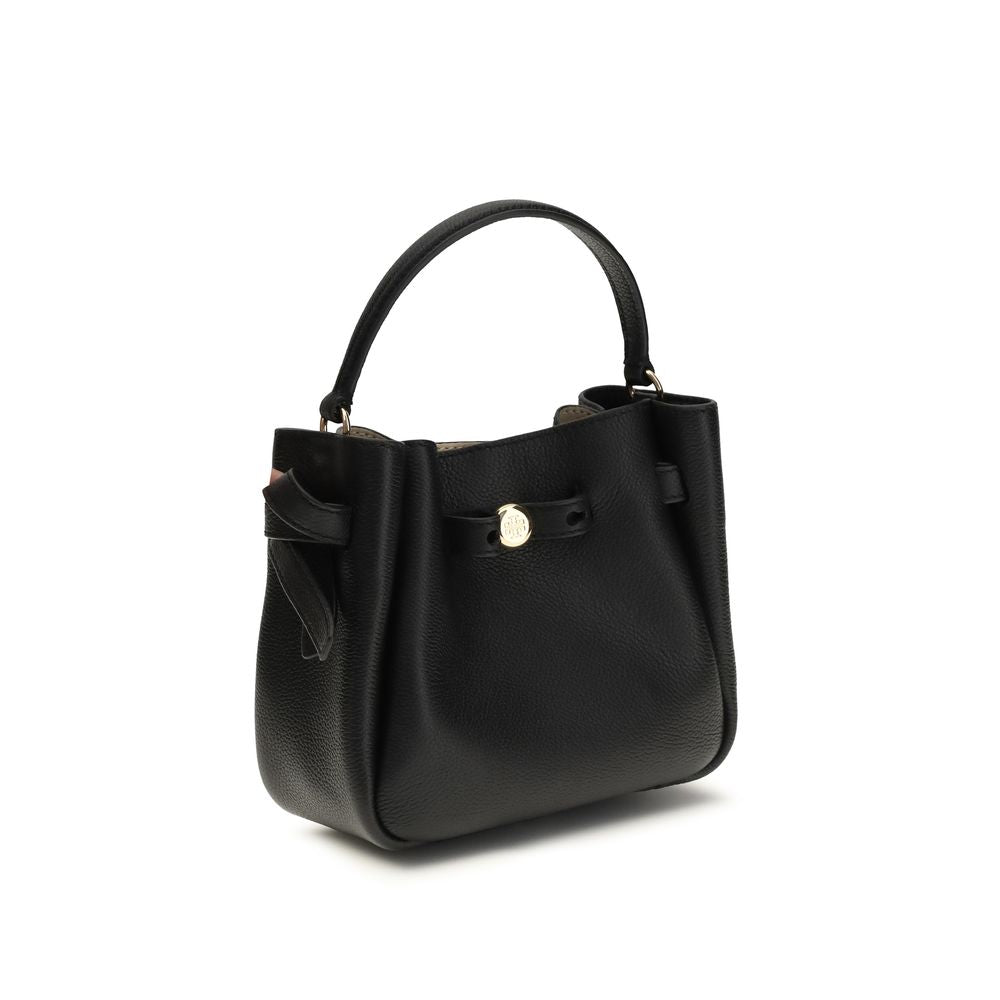 Tory Burch Black Calf Leather Mini Bucket Bag