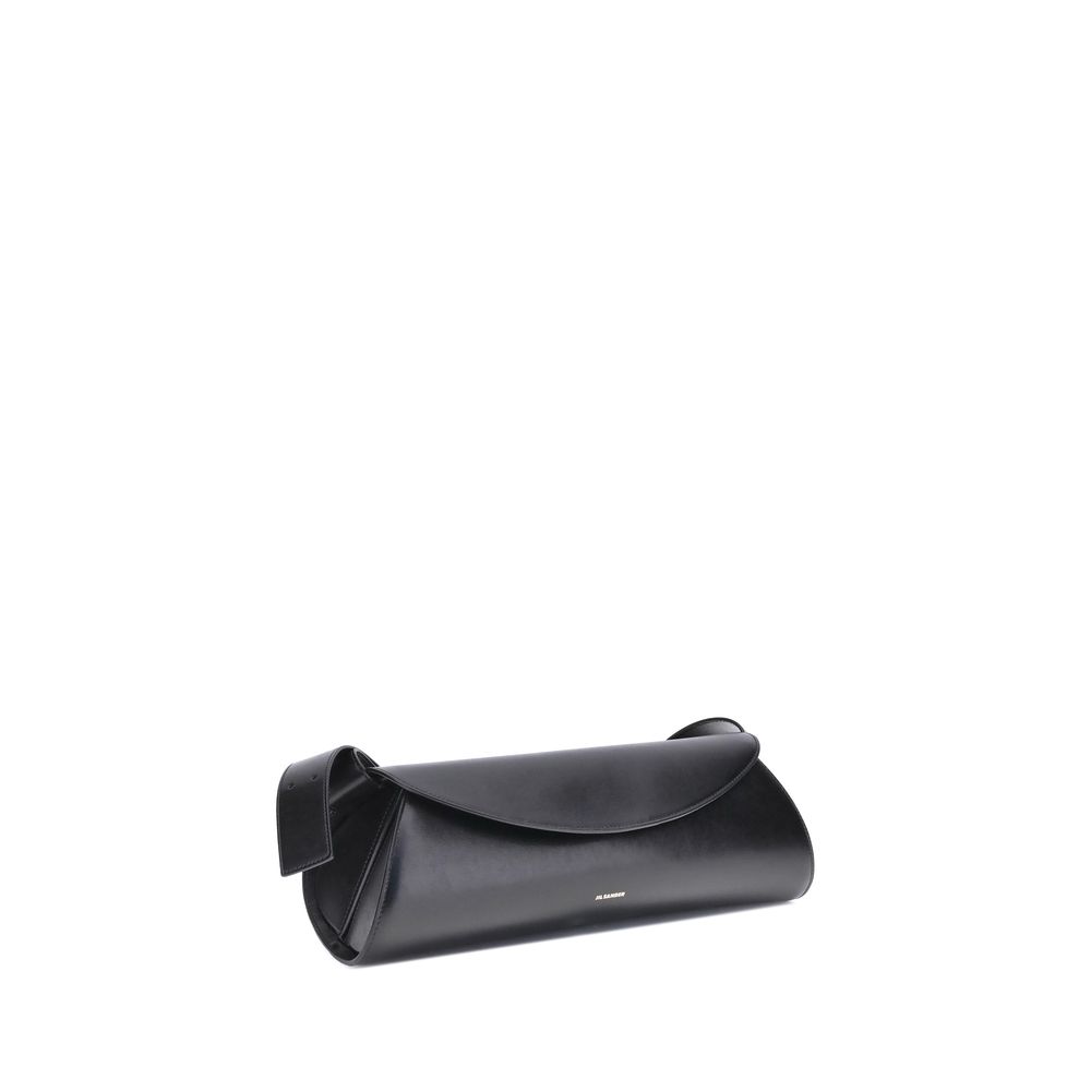 Jil Sander Black Calf Leather Cannolo Shoulder Bag