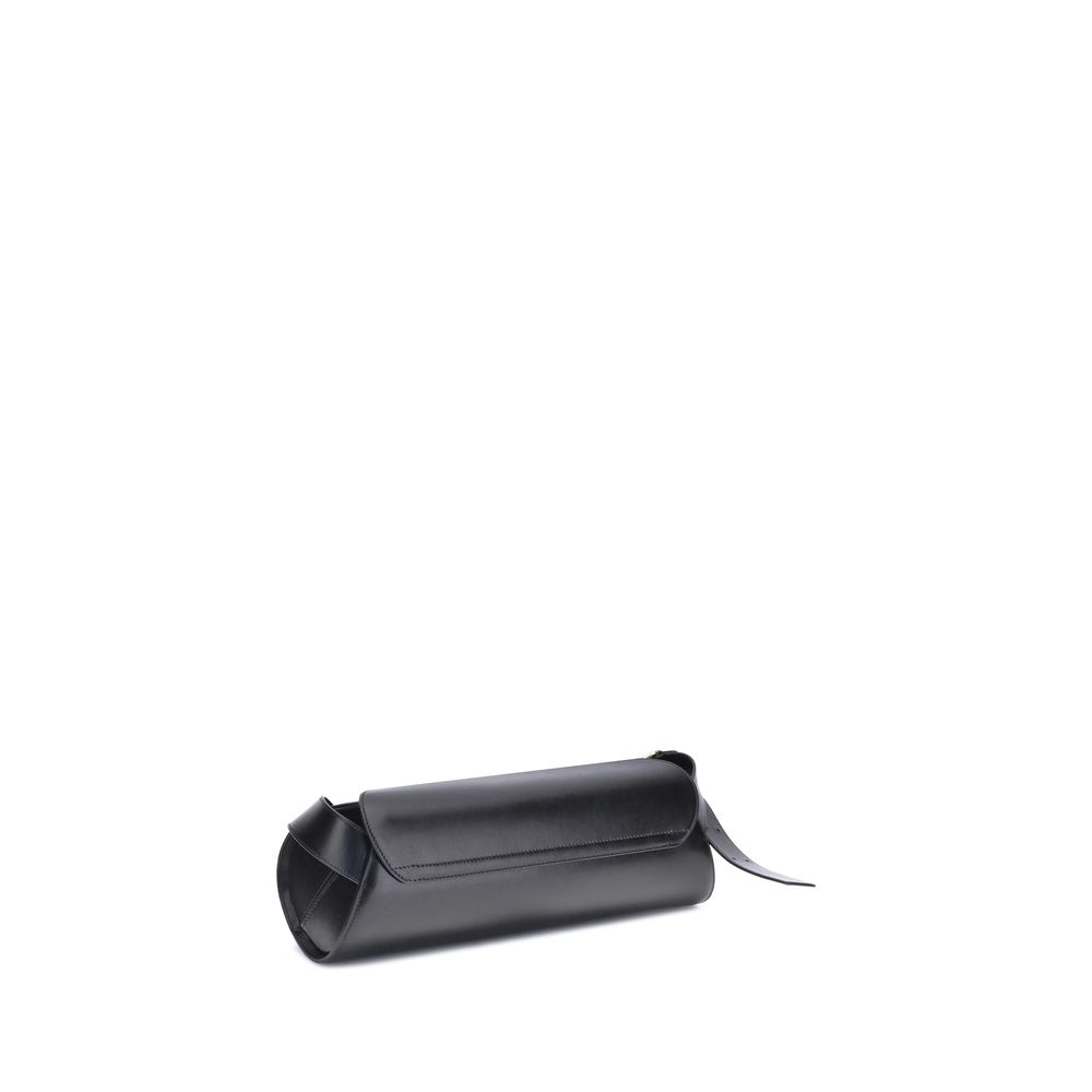 Jil Sander Black Calf Leather Cannolo Shoulder Bag