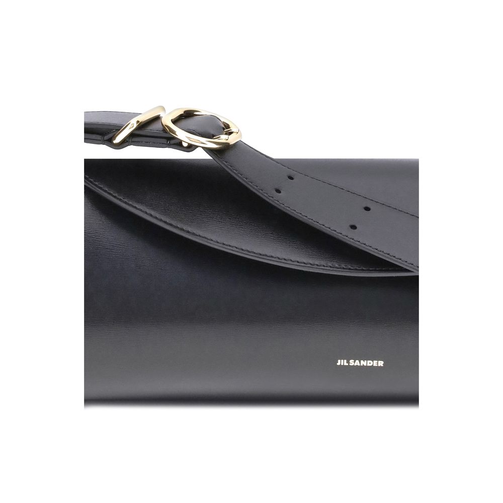 Jil Sander Black Calf Leather Cannolo Shoulder Bag