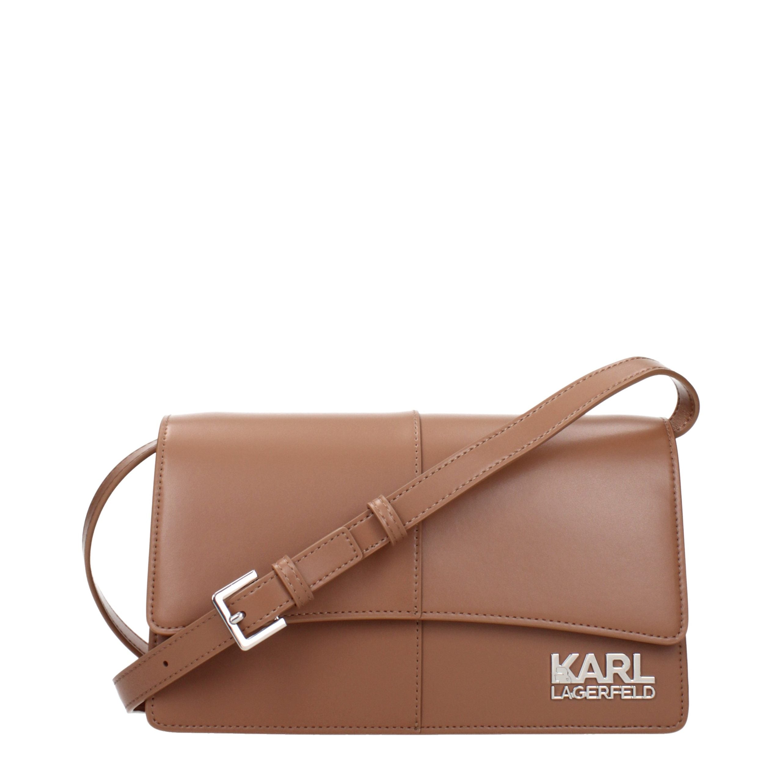 Karl Lagerfeld Brown Polyurethane Crossbody Bags