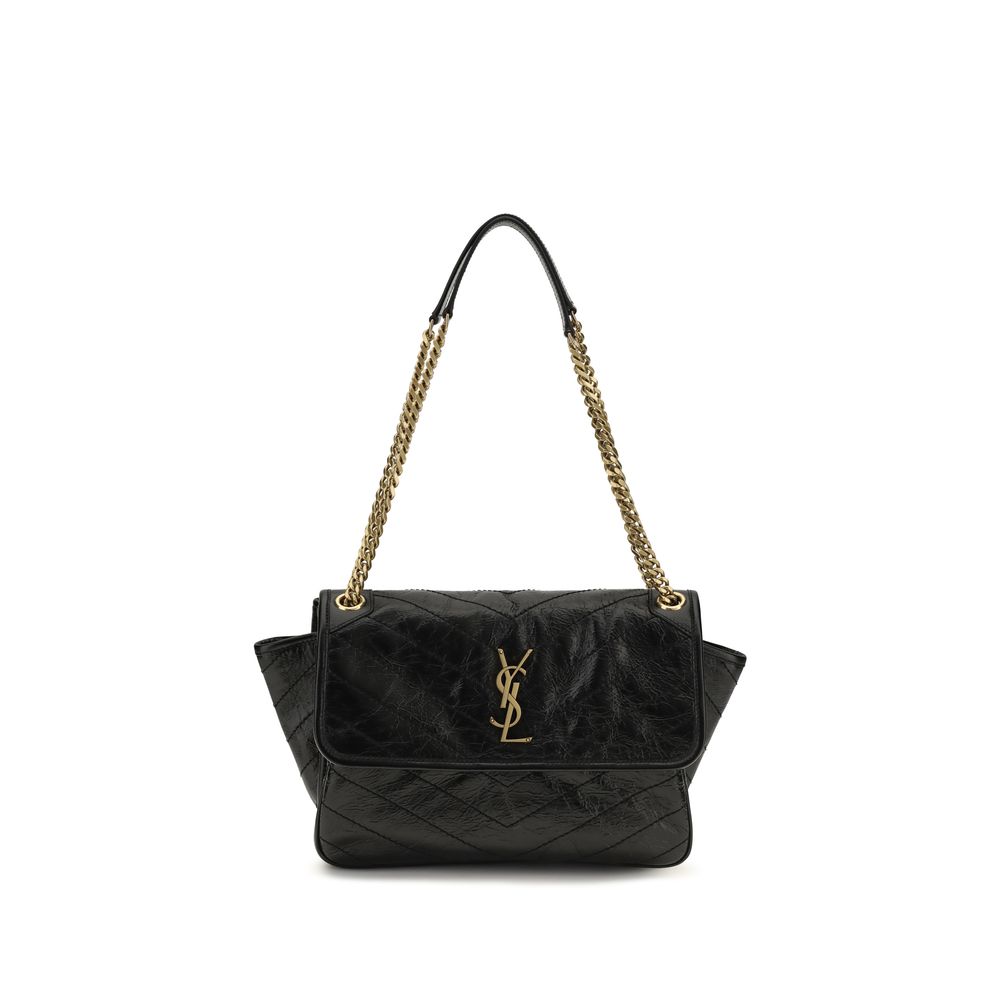 Saint Laurent Black Calf Leather Shoulder Bag