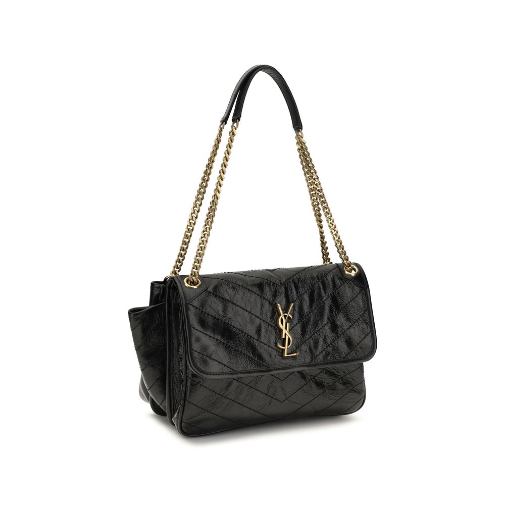 Saint Laurent Black Calf Leather Shoulder Bag
