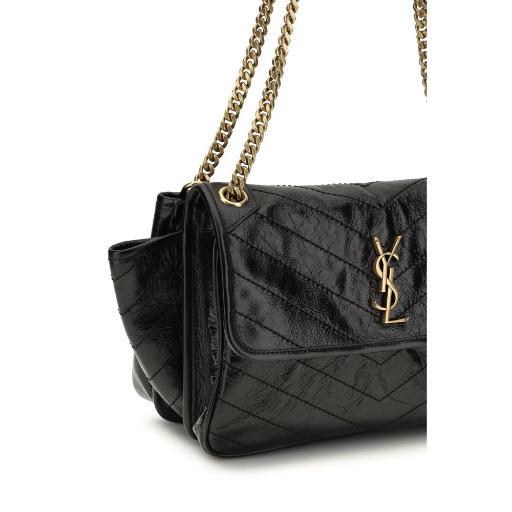 Saint Laurent Black Calf Leather Shoulder Bag