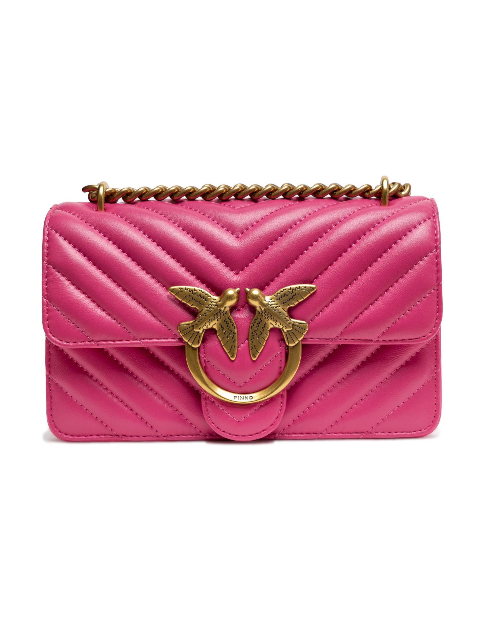 PINKO Pink Leather Mini Shoulder Bag