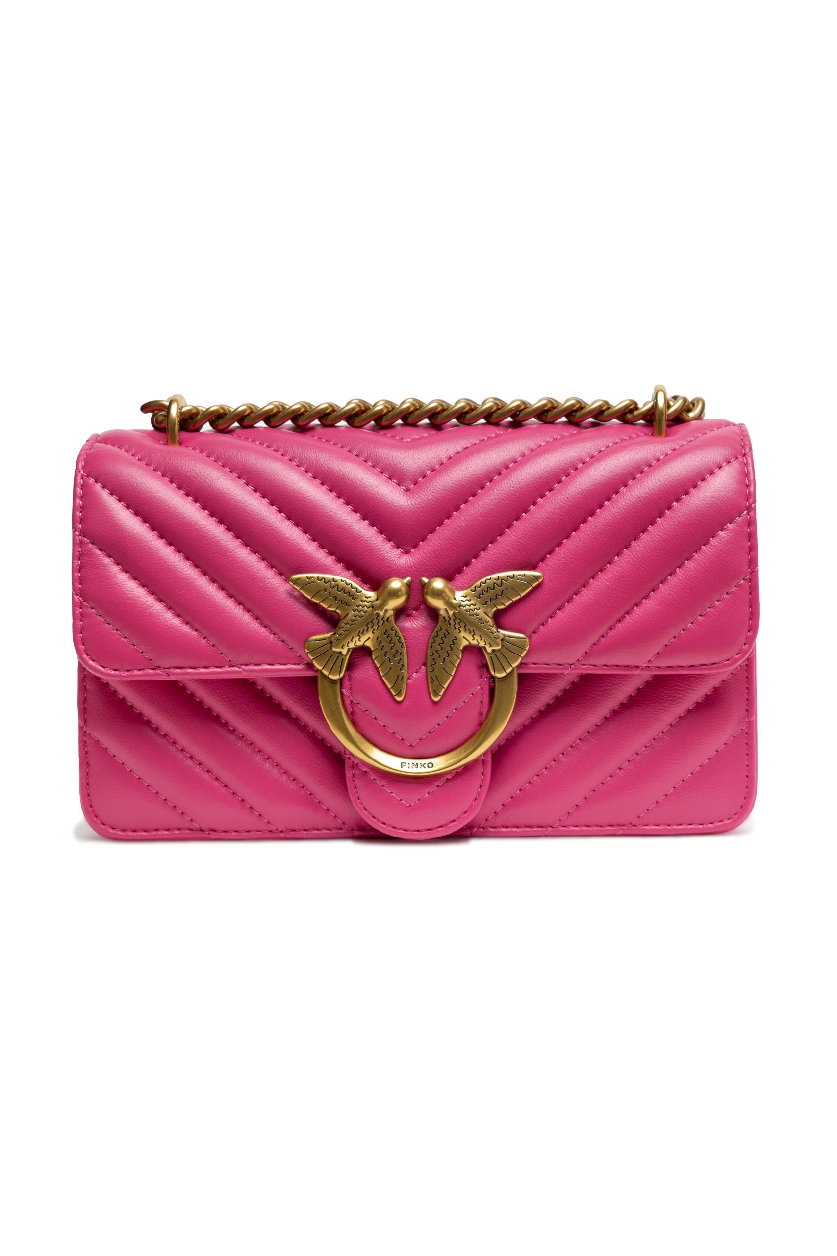 PINKO Pink Leather Mini Shoulder Bag