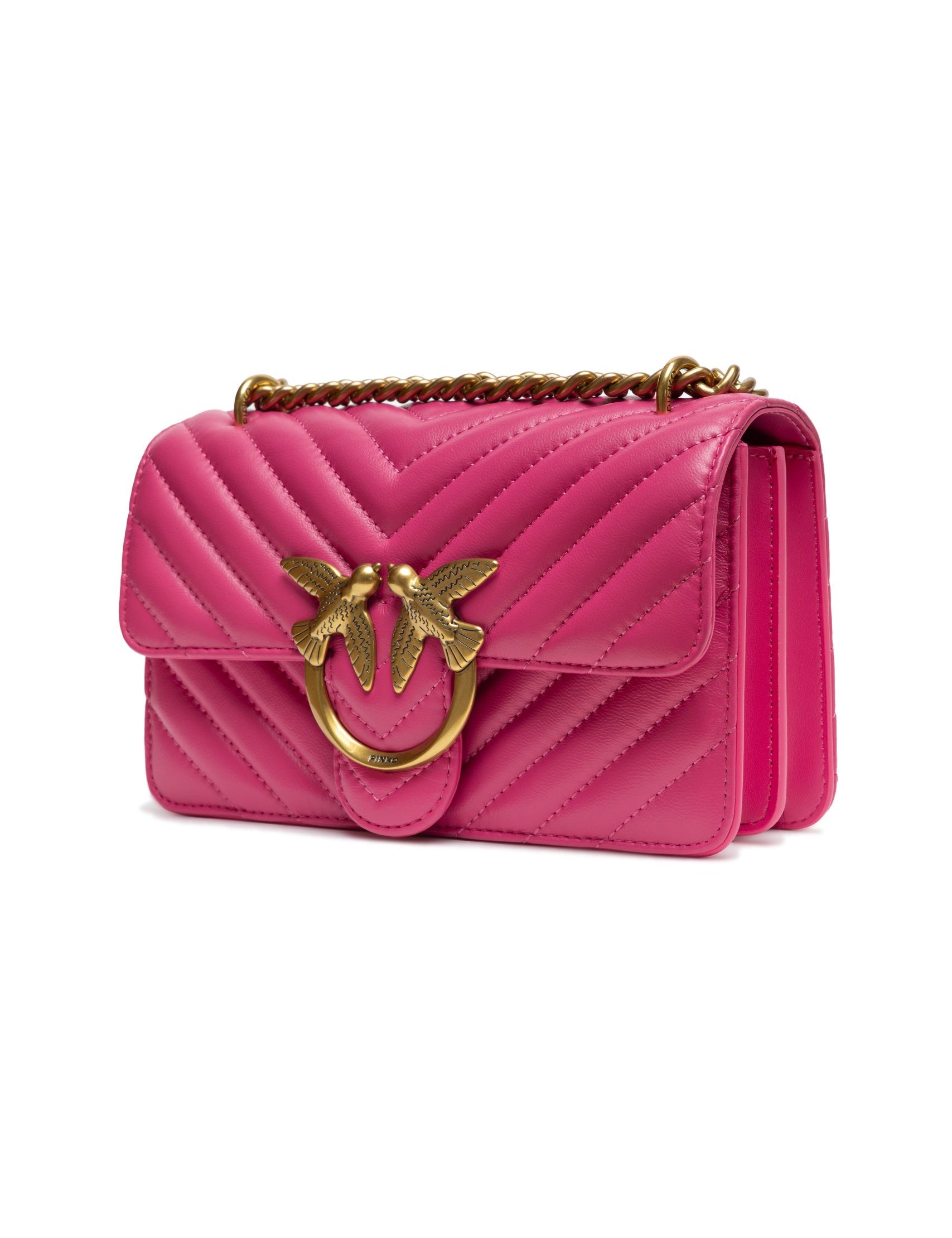 PINKO Pink Leather Mini Shoulder Bag