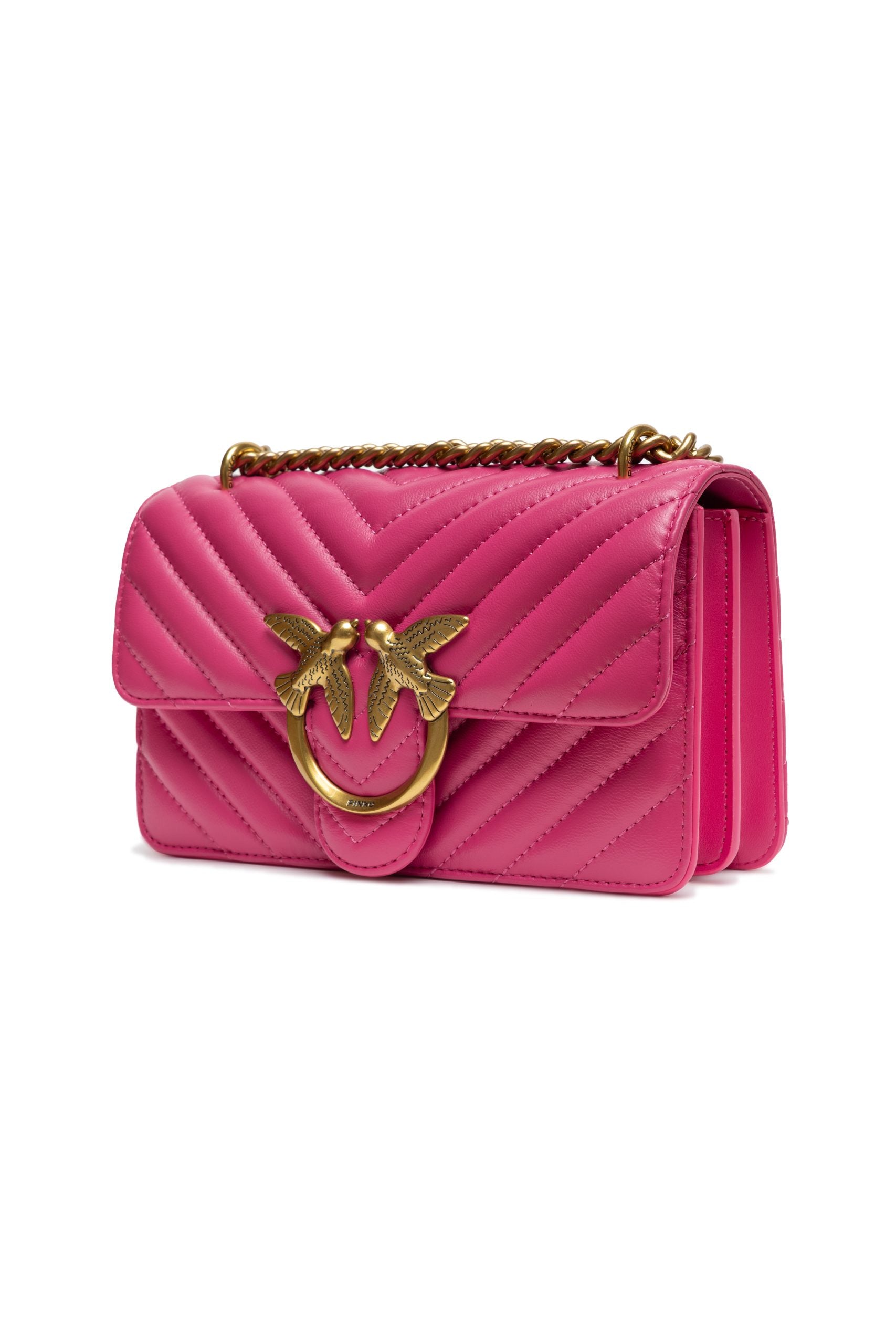 PINKO Pink Leather Mini Shoulder Bag
