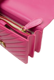 PINKO Pink Leather Mini Shoulder Bag