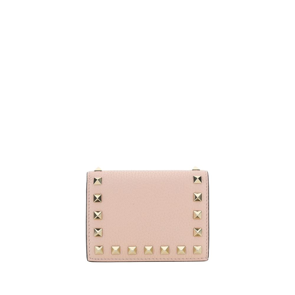 Valentino Garavani Pink Calf Leather Flap French Wallet