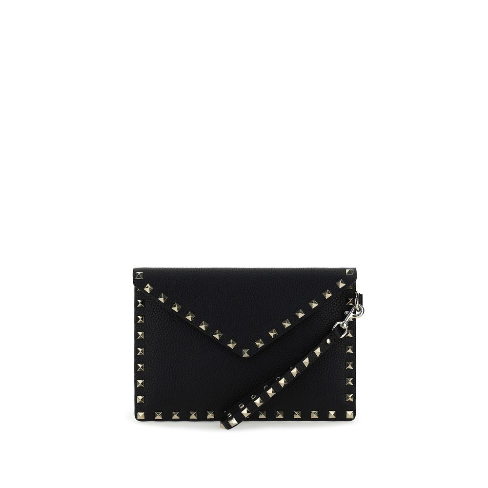 Valentino Garavani Black Calf Leather Rockstud Pouch