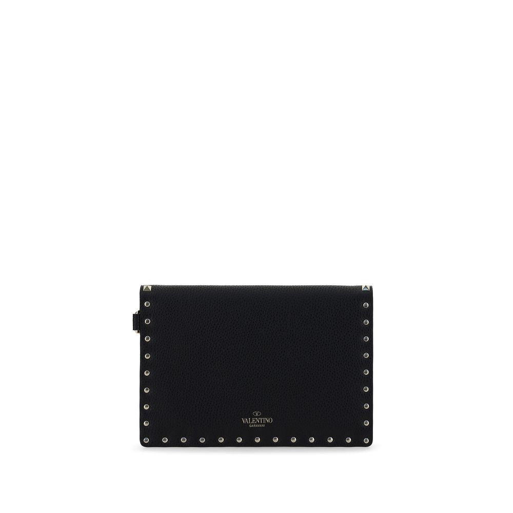 Valentino Garavani Black Calf Leather Rockstud Pouch
