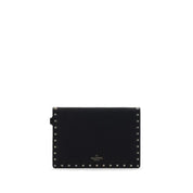 Valentino Garavani Black Calf Leather Rockstud Pouch