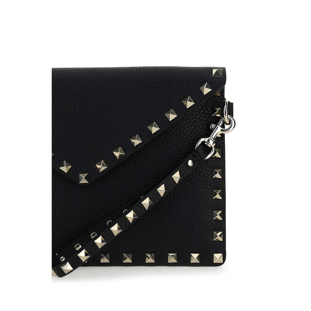 Valentino Garavani Black Calf Leather Rockstud Pouch
