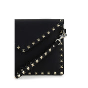 Valentino Garavani Black Calf Leather Rockstud Pouch