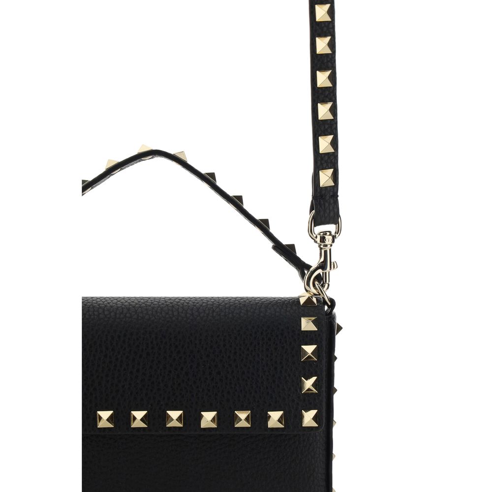 Valentino Garavani Black Calf Leather Shoulder Bag