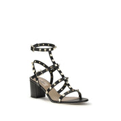 Valentino Garavani Black Calf Leather Stiletto Heel Sandals