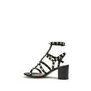 Valentino Garavani Black Calf Leather Stiletto Heel Sandals