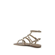 Valentino Garavani Pink Calf Leather Flat Sandals