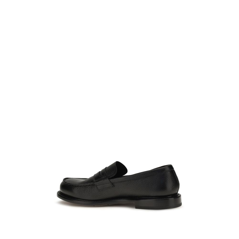 Premiata Black Calf Leather Slip-On Loafers
