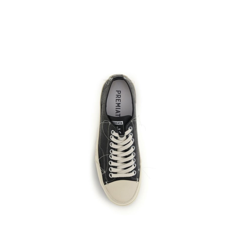 Premiata Black Calf Leather Low Top Sneakers