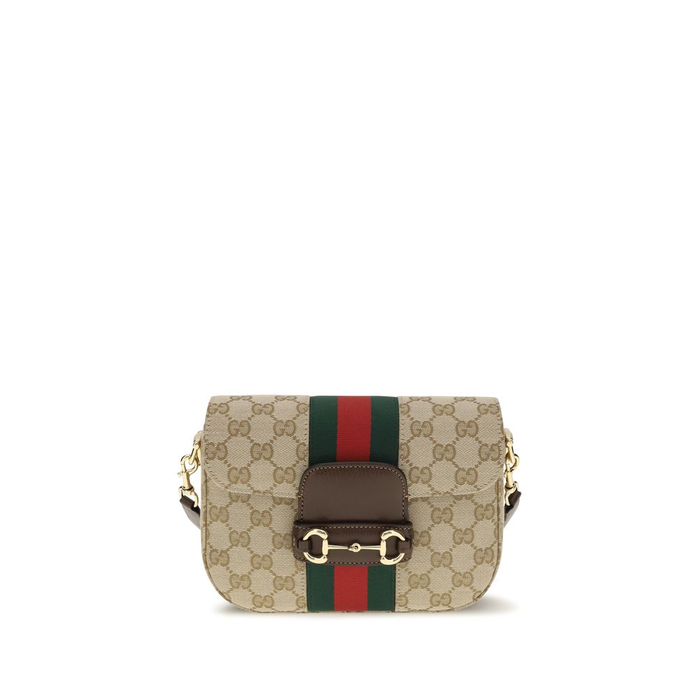 Gucci Beige GG Fabric Horsebit 1955 Shoulder Bag