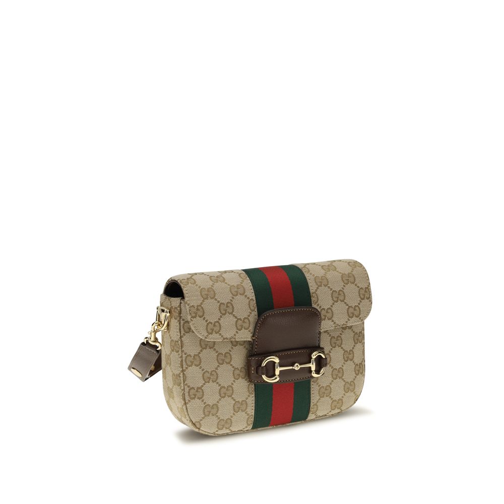 Gucci Beige GG Fabric Horsebit 1955 Shoulder Bag