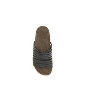 Brunello Cucinelli Black Calf Leather Flat Sandals
