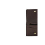 Ganni Brown Grained Leather Flap Card Holder