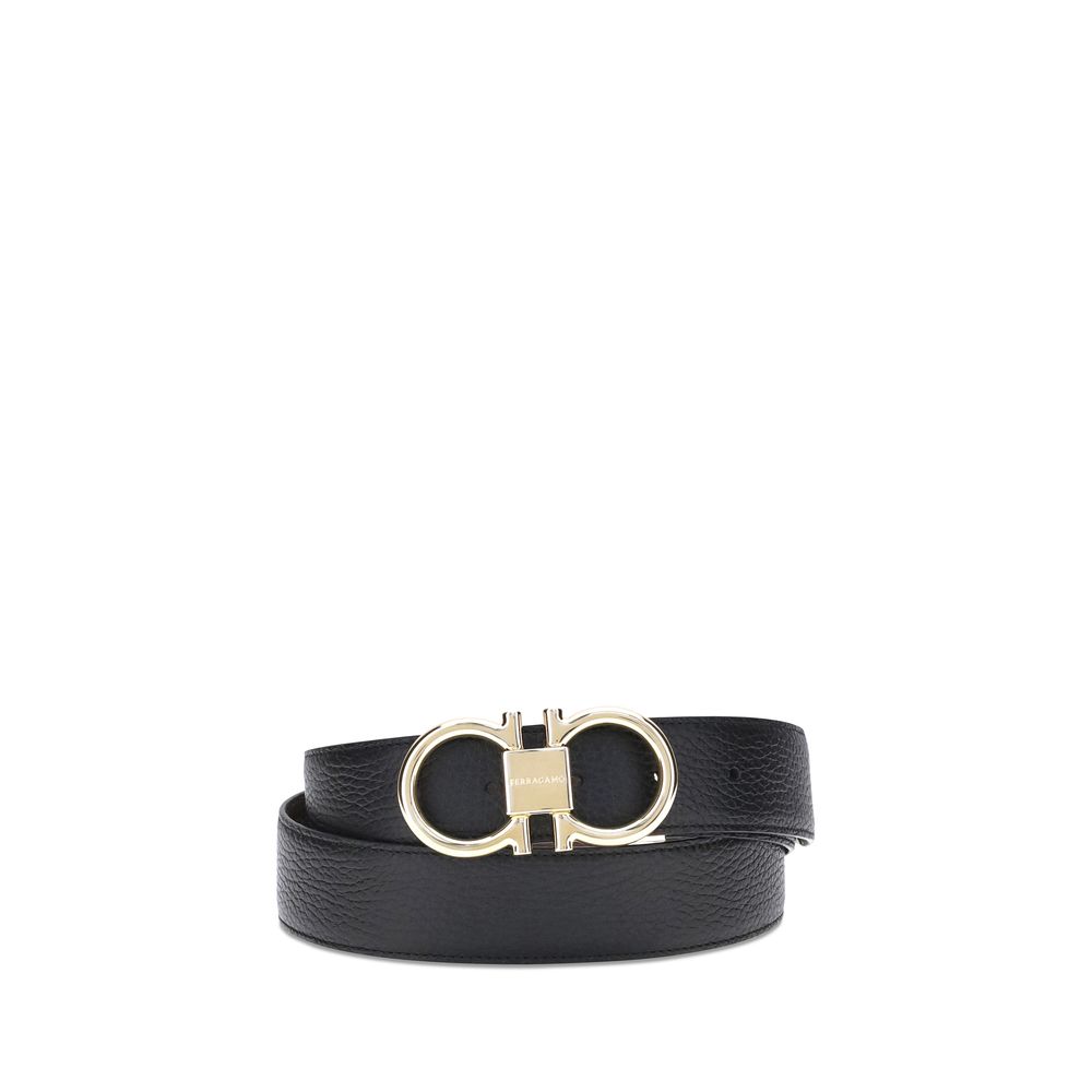 Ferragamo Black Calf Leather Regular Belt