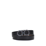 Ferragamo Black Calf Leather Reversible Belt