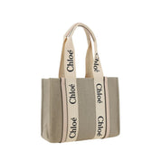 Chloé Beige Linen Woody Shoulder Bag