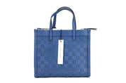 Marc Jacobs Blue Perforated Pebbled Leather Mini Grind Crossbody Tote Bag