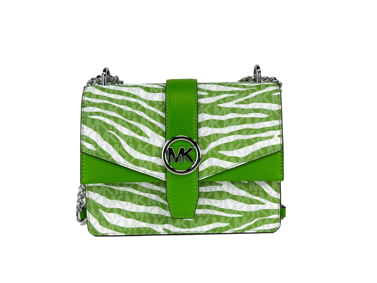 Michael Kors Greenwich liten väska med logotyptryck och kedja, Jungle Green