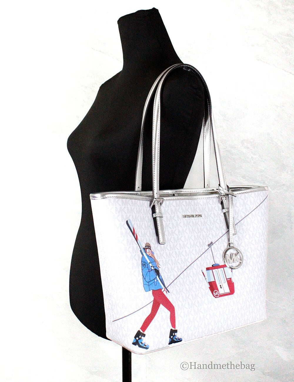Michael Kors White Leather PVC Carryall Tote
