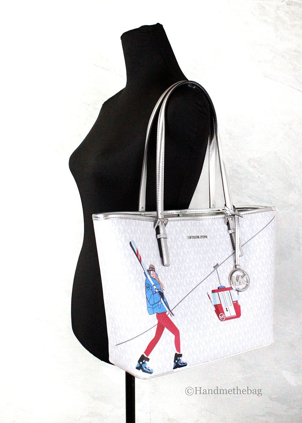 Michael Kors White Leather PVC Carryall Tote