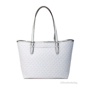 Michael Kors White Leather PVC Carryall Tote