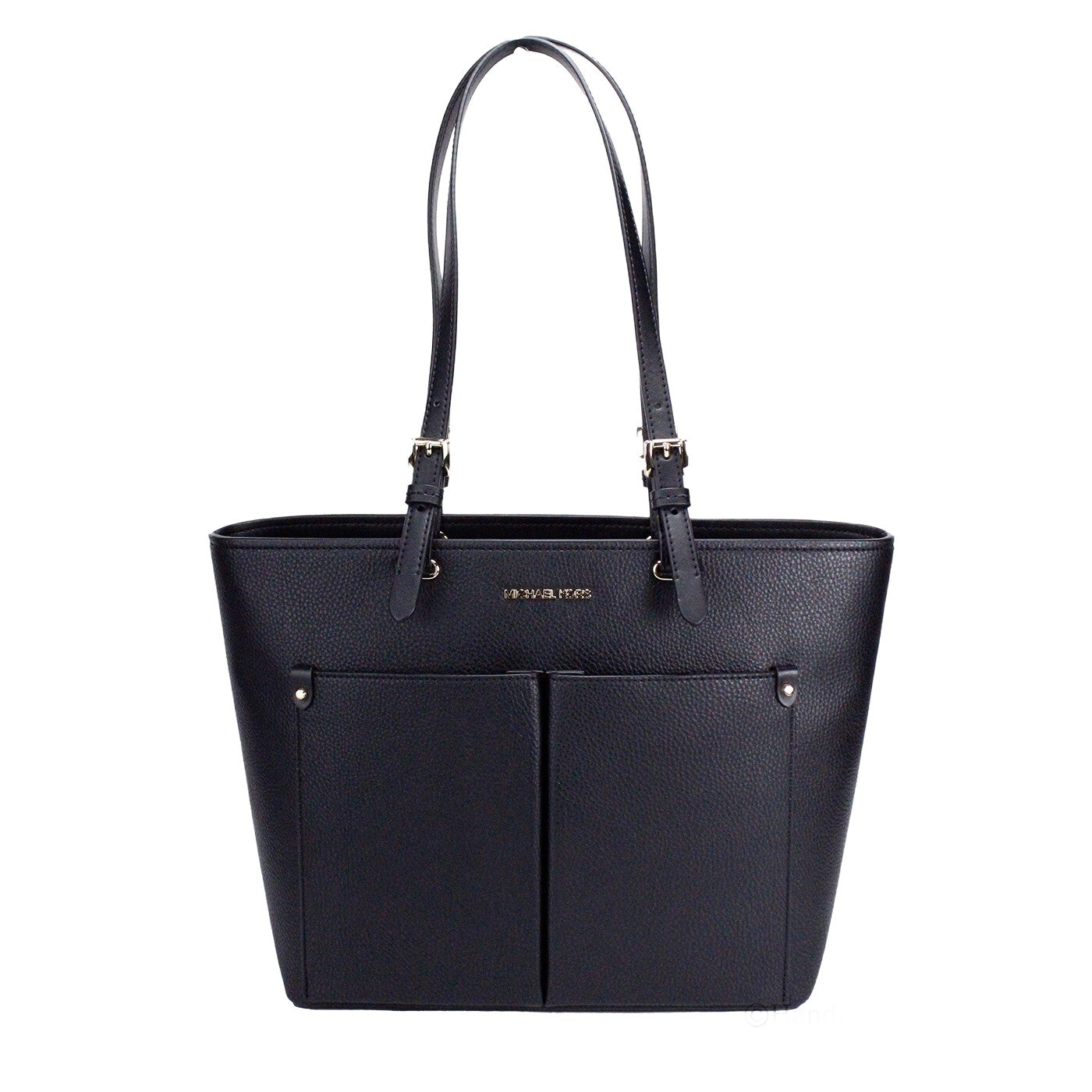 Michael Kors Black/Silver Faux Leather Jet Set Travel Tote