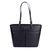 Michael Kors Black/Silver Faux Leather Jet Set Travel Tote