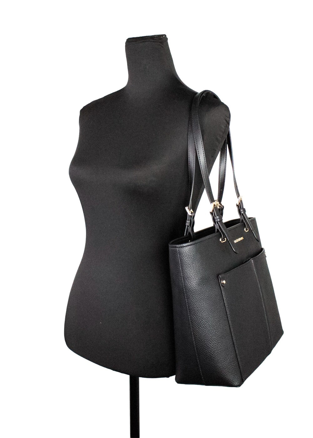Michael Kors Black/Silver Faux Leather Jet Set Travel Tote