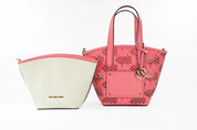 Michael Kors Kimber Small Tea Rose Vegan Leather 2-In-1 Zip Tote Messenger Bag