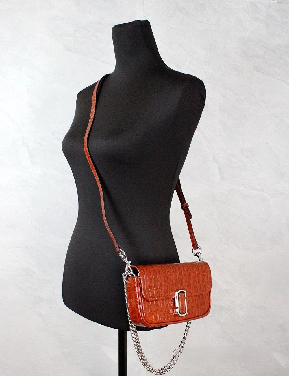 Marc Jacobs Spice Brown Embossed Leather Shoulder Bag