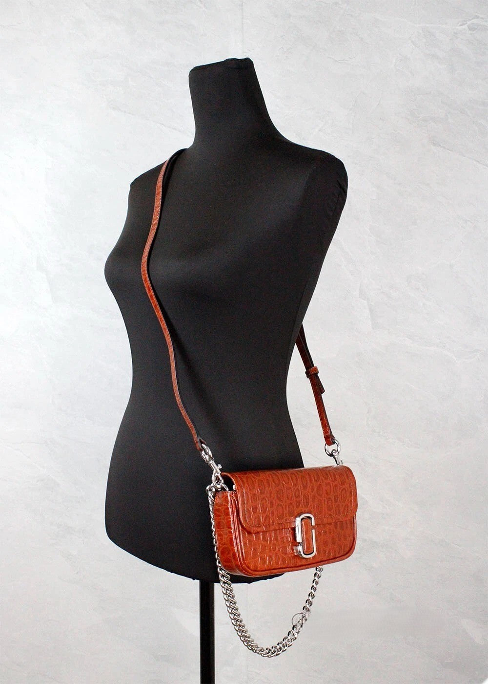 Marc Jacobs Spice Brown Embossed Leather Shoulder Bag