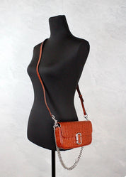 Marc Jacobs Spice Brown Embossed Leather Shoulder Bag