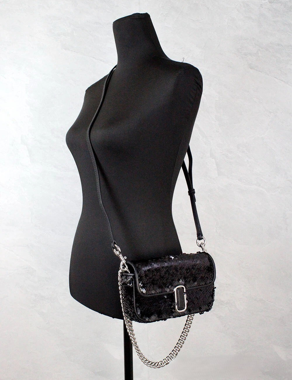 Marc Jacobs Black Sequined Leather Shoulder Bag