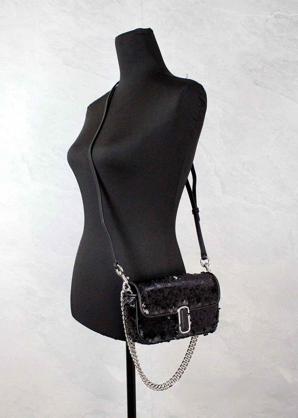 Marc Jacobs Black Sequined Leather Shoulder Bag