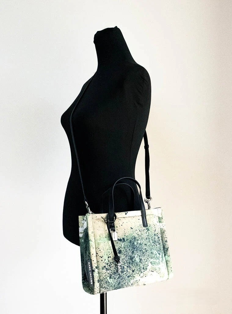 Marc Jacobs Green Multi Nylon and Leather Mini Crossbody Tote Handbag