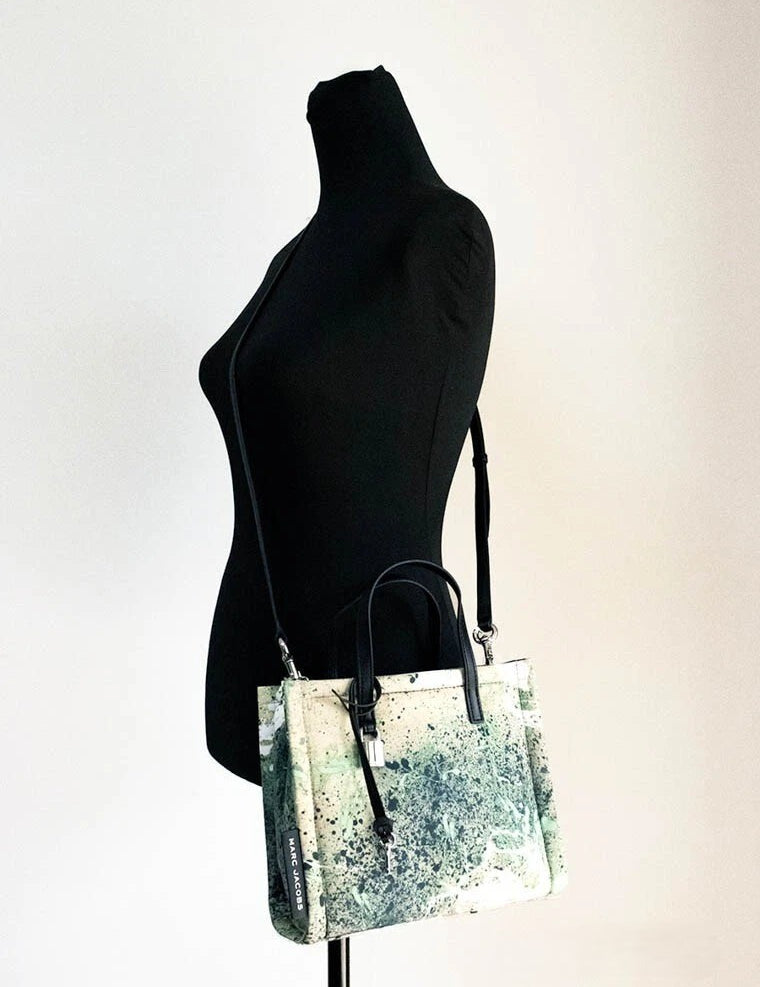 Marc Jacobs Green Multi Nylon and Leather Mini Crossbody Tote Handbag