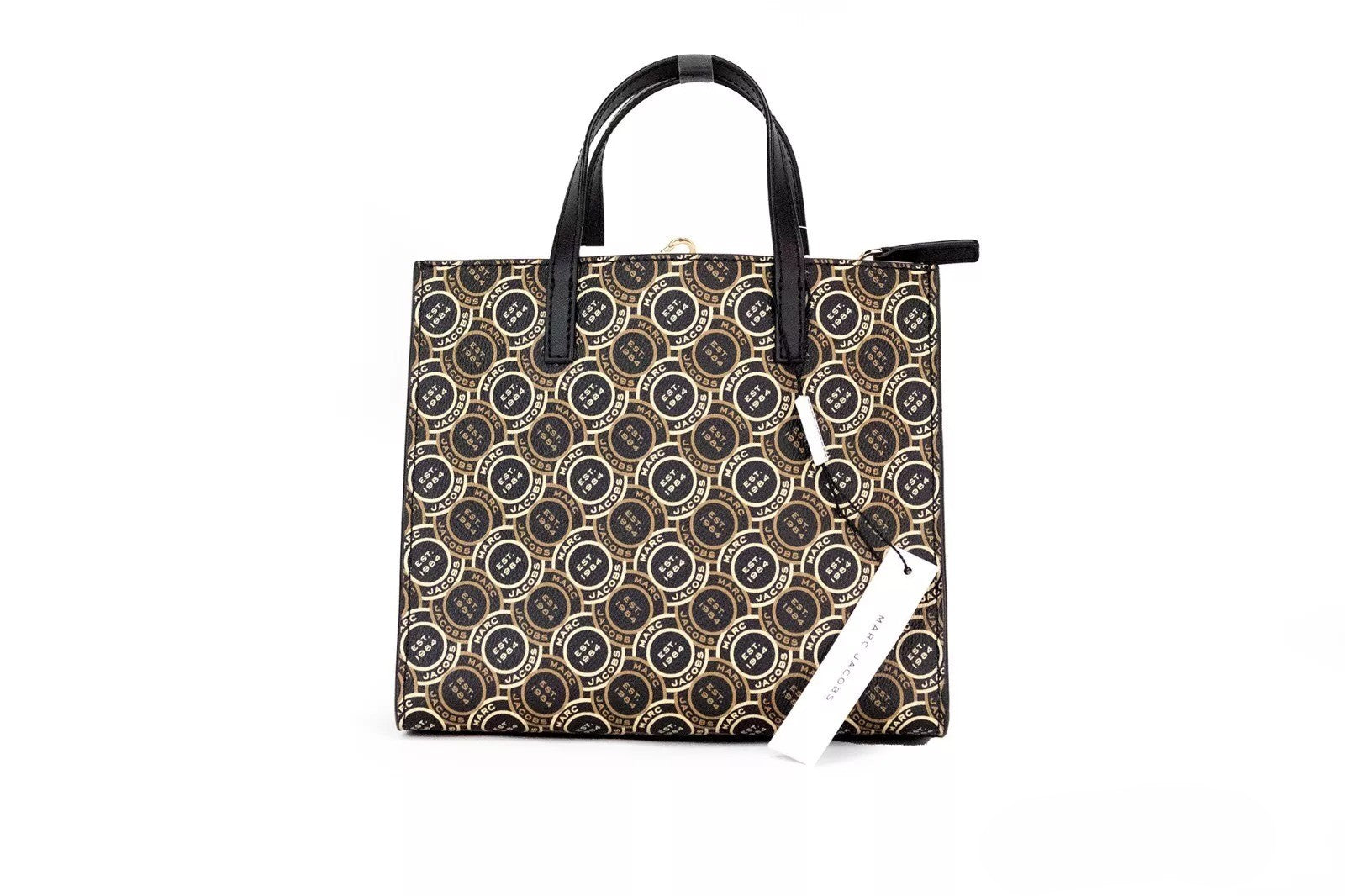 Marc Jacobs Mini Grind Signet Printed Leather Crossbody Tote Handbag